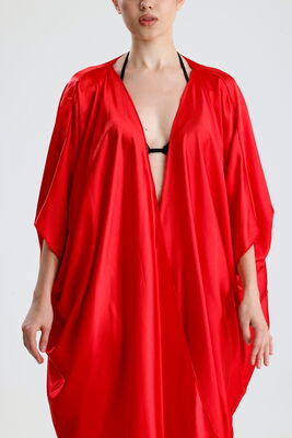  Sense Kırmızı Saten Plaj Kimono | ELB33597