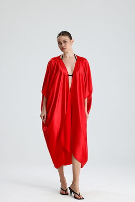  Sense Kırmızı Saten Plaj Kimono | ELB33597