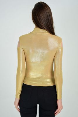  Gold Omzu Acık Bisiklet Yaka Bluz | Blz31930