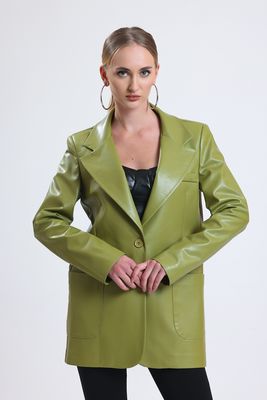  Sense Fıstık Yeşili Kadın Suni Deri Ceket | Ckt33554