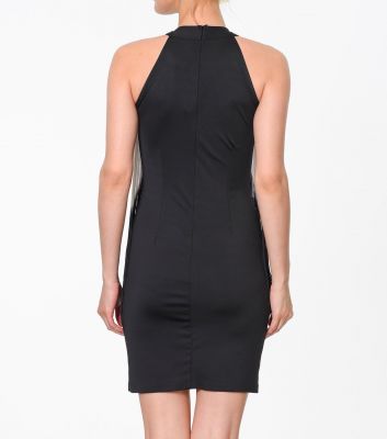  Siyah Sırtı Fermuarlı Kolsuz Renkli Sacaklı Dalgic Elbise | Elb13998