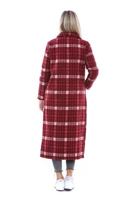  Sense Bordo Ekose Polo Yaka  Uzun Kaban | Kbn18102