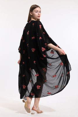  Sense Siyah Nakışlı Şifon Plaj Kimono | ELB33597