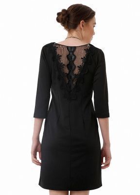 Siyah Deri Ve Tül Detaylı Elbise | Elb13004