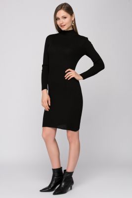  Siyah Yarim Balikci  Triko Elbise  | Elb18309