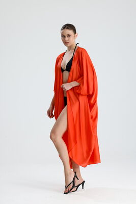  Sense Mercan Saten Plaj Kimono | ELB33597
