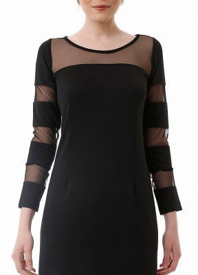  Siyah Tül Detaylı Dalgıç Elbise | Elb13616