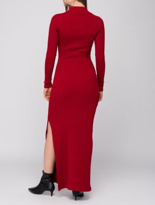  Sense Kırmızı Uzun Kollu Balikci Yaka Ribana Elbise | Elb14367