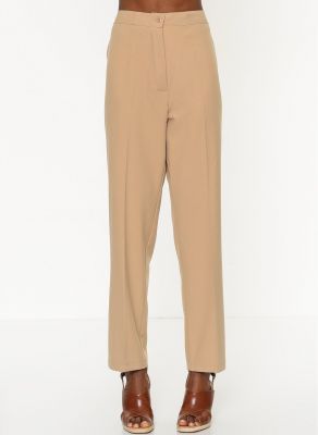  Bej Beli Lastikli Kumaş Pantolon | Pnt16990