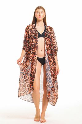  Sense Leopar Desenli Şifon Plaj Kimono | ELB33597