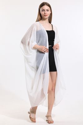  Sense Noktalı Beyaz Şifon Plaj Kimono | ELB33597