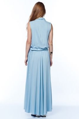  Açık Mavi Pat Detaylı Elbise | Elb12528