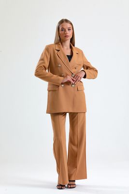  Sense Camel İçi Astarlı  Hürrem Kumaş Oversize Blazer Ceket | Ckt34236