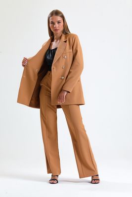  Sense Camel İçi Astarlı  Hürrem Kumaş Oversize Blazer Ceket | Ckt34236