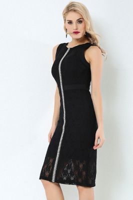 Siyah Onu Fermuarli Elbise | Elb14292