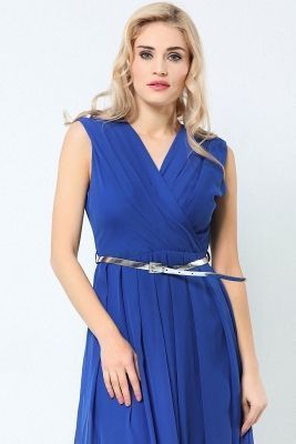  Saks İci Astarlı Uzun Şifon Elbise | Elb13997