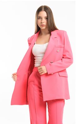  Sense Fuşya İçi Astarlı  Hürrem Kumaş Oversize Blazer Ceket | Ckt34236