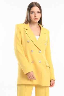  Sense Sarı İçi Astarlı  Hürrem Kumaş Oversize Blazer Ceket | Ckt34236