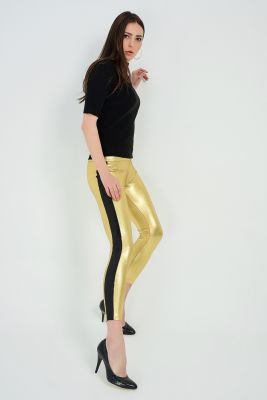  Gold Pantolon - Yanları Payet Seritli Varak Pantolon | Pnt31360