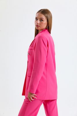  Sense Pembe İçi Astarlı  Hürrem Kumaş Oversize Blazer Ceket | Ckt34236