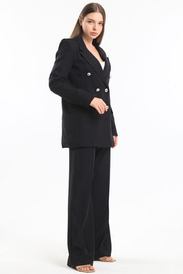  Sense Siyah İçi Astarlı  Hürrem Kumaş Oversize Blazer Ceket | Ckt34236