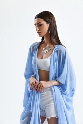  Sense Buz Mavisi Şifon Plaj Kimono | Elb33597