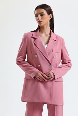  Sense Pudra İçi Astarlı  Hürrem Kumaş Oversize Blazer Ceket | Ckt34236