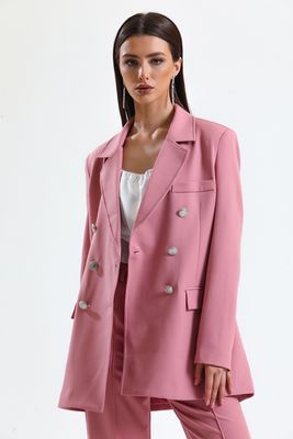  Sense Pudra İçi Astarlı  Hürrem Kumaş Oversize Blazer Ceket | Ckt34236