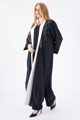  Sense Siyah Babil Kumaş Kimono_Kmn31526