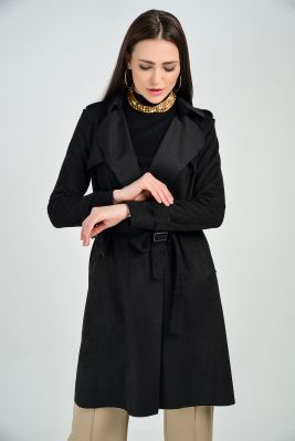  Siyah Ceket - Belı Kusaklı Suet Ceket | Ckt14992