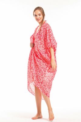  Sense Fuşya Kareli Şifon Plaj Kimono | ELB33597