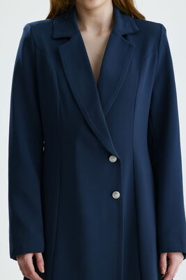  Sense Lacıvert Astarlı Metal Düğmeli Adriyana Ceket Elbise | CKT35856