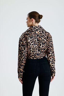  Sense Leopar Desenli İÇİ ASTARLI  METAL FERMUARLI LEOPAR KISA MONT |  MNT36707