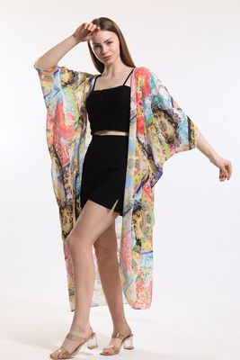  Sense Pano Desen Şifon Plaj Kimono | ELB33597