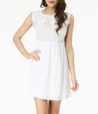  Beyaz Yaka Ve Eteği Güpürlü Şile Bezi Elbise | Elb13484