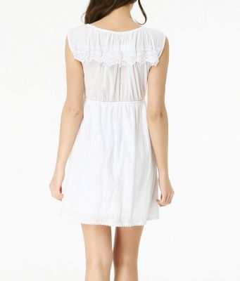  Beyaz Yaka Ve Eteği Güpürlü Şile Bezi Elbise | Elb13484