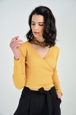  Sense Sarı Trıko Kumaş Bluz | Blz14392